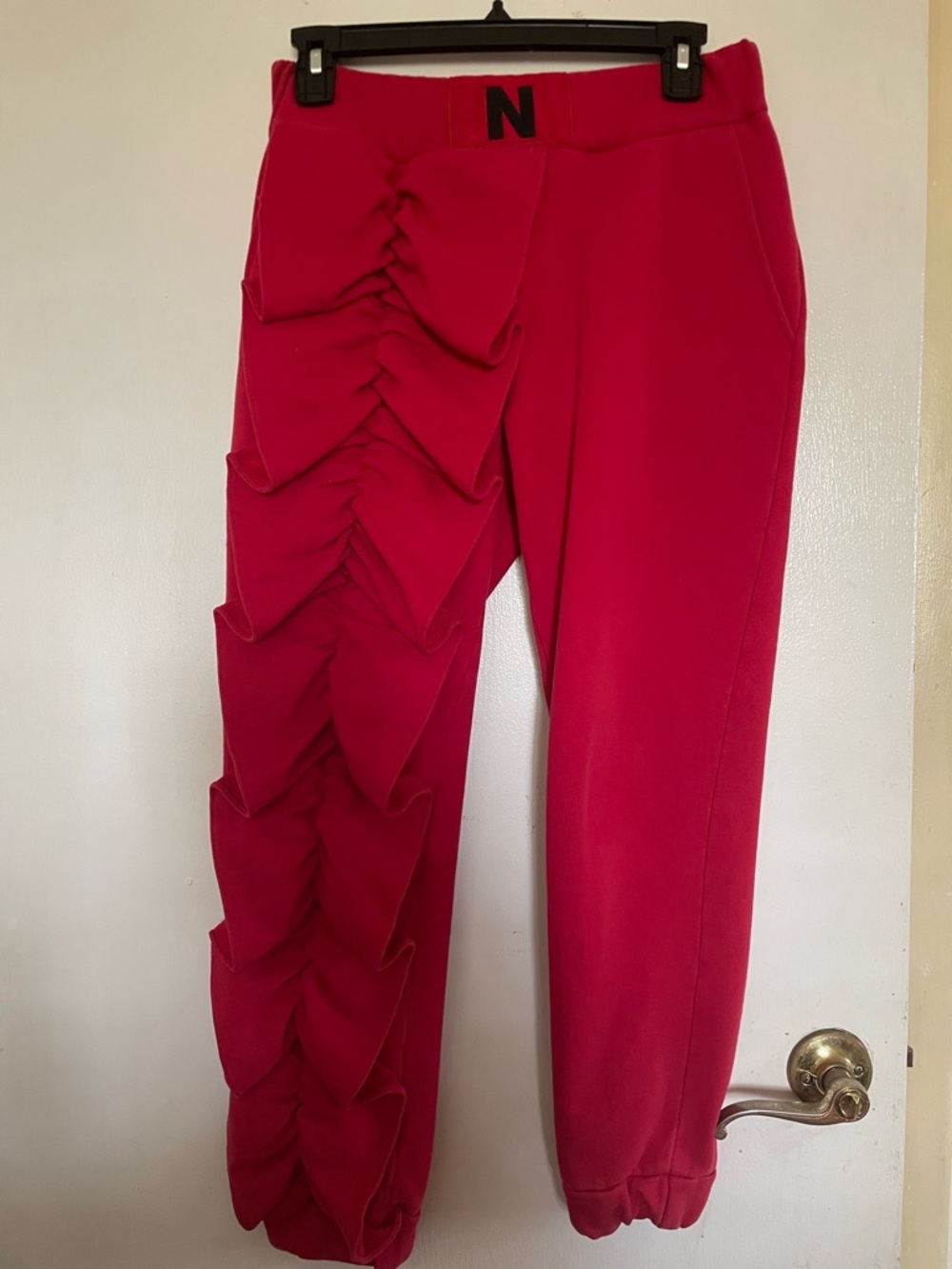 Nicopanda Cozy Jogger Sweat Pants in Red. Small